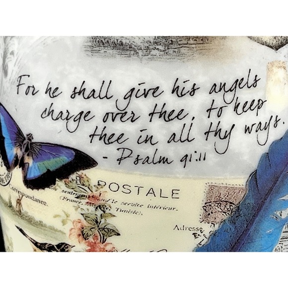 Divinity Boutique Paris Travel Mug Scripture Psalm 91:11 Butterfly 10 oz Feather - Picture 8 of 8